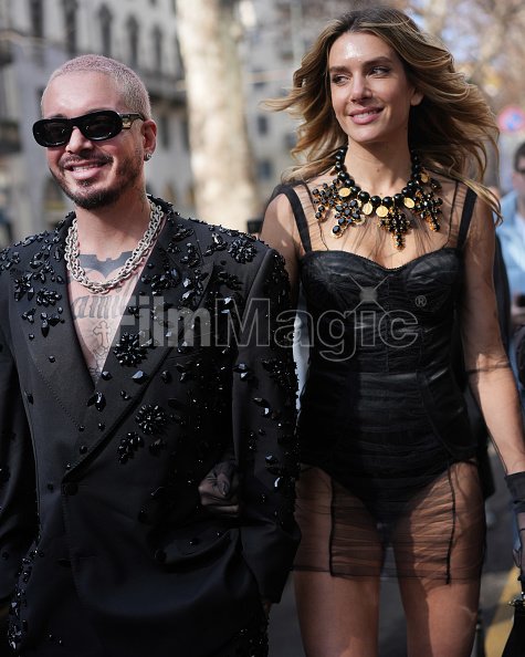 Valentina Ferrer and J Balvin are seen arriving at the Dolce Gabbana