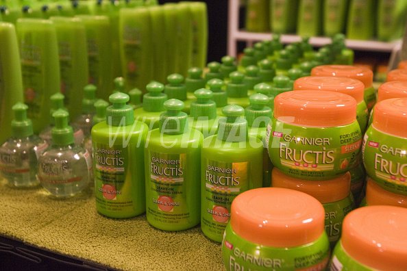 Garnier Fructis products lined up in the NBA All Stars gifting suite... |  WireImage | 79815587