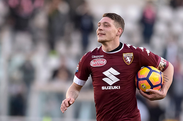 Andrea Belotti of Torino FC holds the matchball after... : News Photo