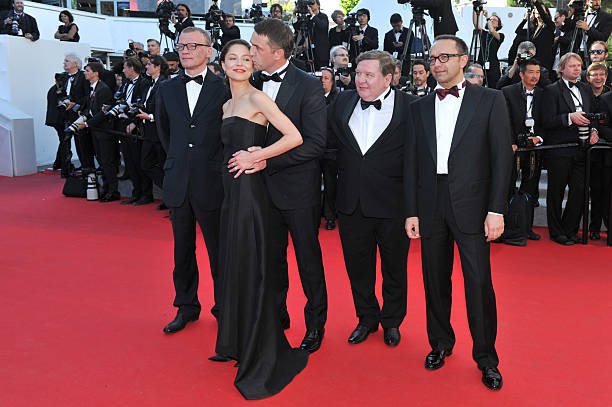 Andrey Zvyagintsev, Roman Madianov, Vladimir Vdovichenkov, Elena Lyadova and Aleksey Serebryakov at the Closing ceremony and 'A Fistful of Dollars' screening during 67th Cannes Film Festival