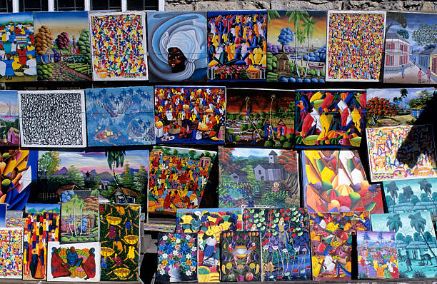 Antigua, St. Johns, Street Scene With Artwork For Sale.