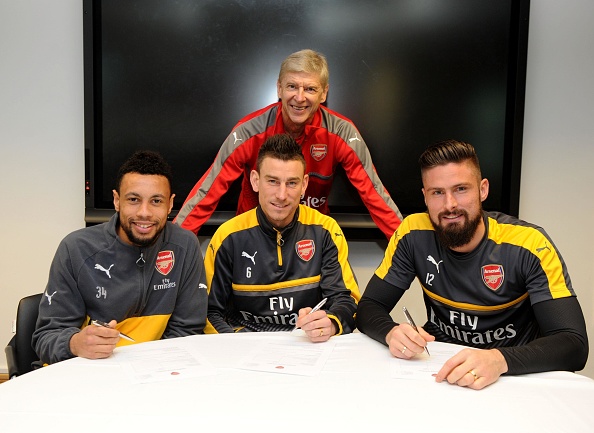 Arsenal Announce New Contracts for Francis Coquelin, Laurent Koscielny and Olivier Giroud : News Photo