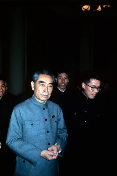 Chinese politician and Premier of People's Republic of China Zhou Enlai walking Beijing 1973