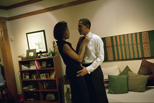 democratic-senator-barack-obama-and-his-wife-michelle-get-ready-at-picture-id73157507