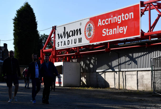 Fans outside the Wham Stadium before the game
