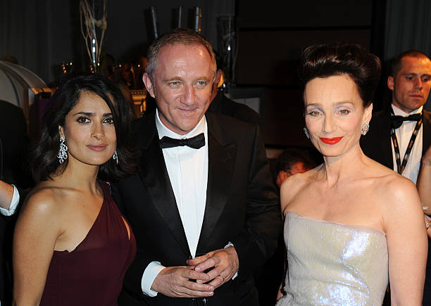 François-Henri Pinault, Salma Hayek and Kristin Scott Thomas at the Opening Dinner during the 63rd Cannes International Film Festival.
