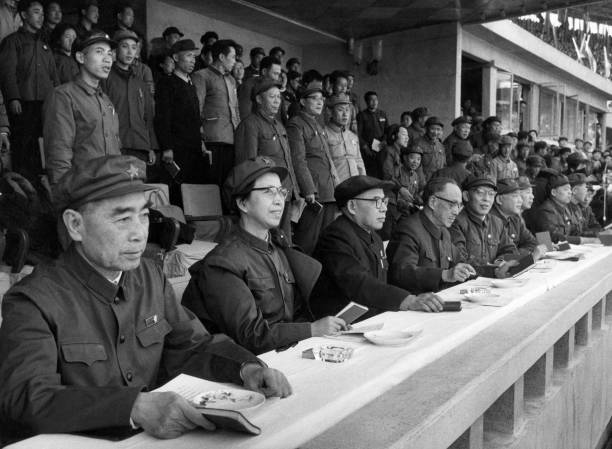 From Left To Right Prime Minister Chou EnLai Jiang Qing Wife Of Mao TseTung Chen PoTa And Kang Sheng Chief Of Communist Secret Services In Beijing On...
