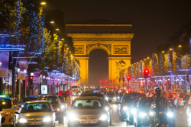 A general view of the Champs-Elysees Christmas illuminations, in Paris.