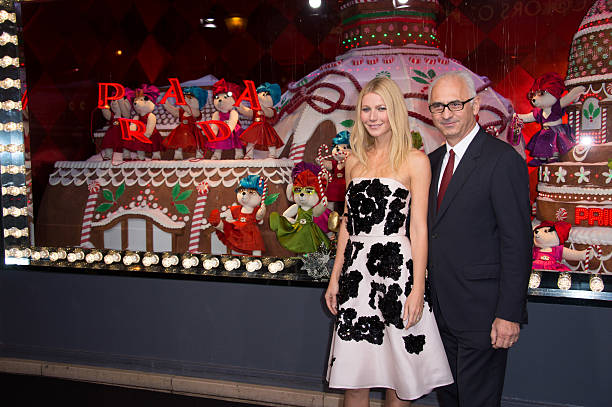 Gwyneth Paltrow and Printemps' CEO Paolo de Cesare launch the Printemps Christmas Decorations Inauguration at Printemps Haussmann, in Paris.