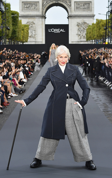 helen-mirren-walks-the-runway-during-le-defile-loreal-paris-as-part-picture-id856318924