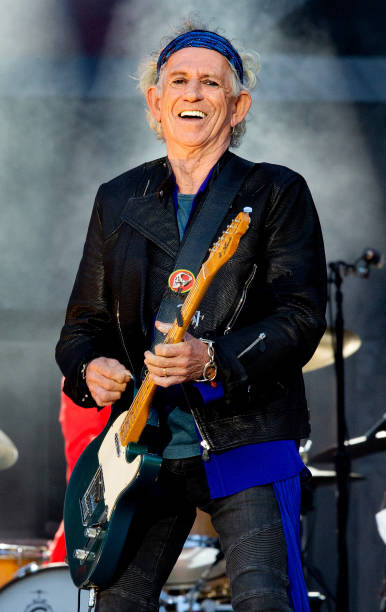 MANCHESTER, ENGLAND - JUNE 05:  Keith Richards of The Rolling Stones performs live...