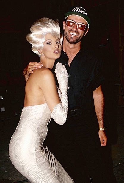 Linda Evangelista and George Michael during the 'Too Funky' video shoot circa 1992 in Paris France
