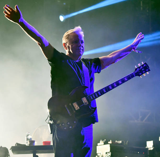 Musician Bernard Sumner of New Order performs at the Mojave Tent during day 3 of the 2017 Coachella Valley Music Arts Festival at the Empire Polo...