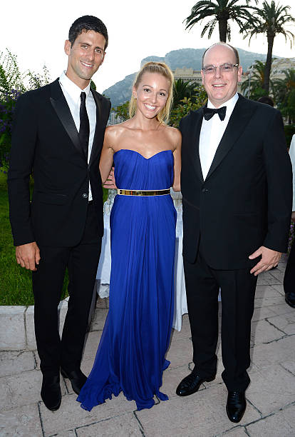Novak Djokovic and Jelena Ristic attend the cocktail at 