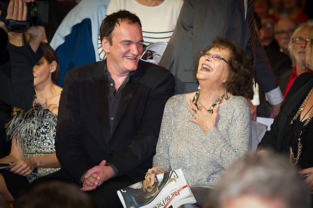Quentin Tarantino and Claudia Cardinale attend the Tribute to Jean Paul Belmondo and Opening Ceremony of the Fifth Lumiere Film Festival, in Lyon.