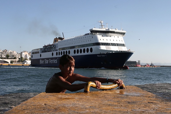 Refugees at Greece's Piraeus port