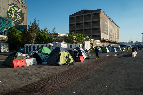Migrants willing to leave the Pireaus Harbour of Athens