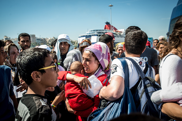 Migrants willing to leave the Pireaus Harbour of Athens