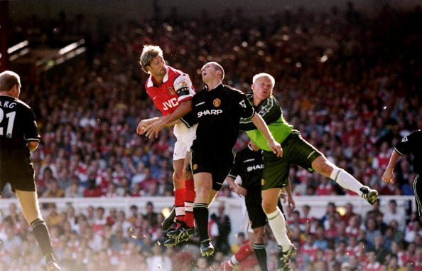 Tony Adams, Jaap Stam and Peter Schmeichel : News Photo