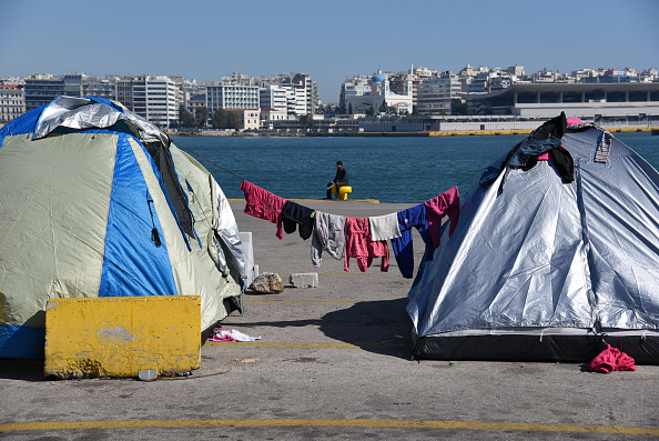 Migrants and refugees at Piraeus port, Athens, Greece