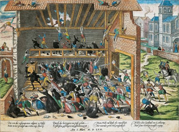 The massacre of Vassy in 1562. Wars of Religion, France, 16th century.