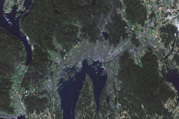This is an enhanced Sentinel Satellite image map of Oslo, Norway.