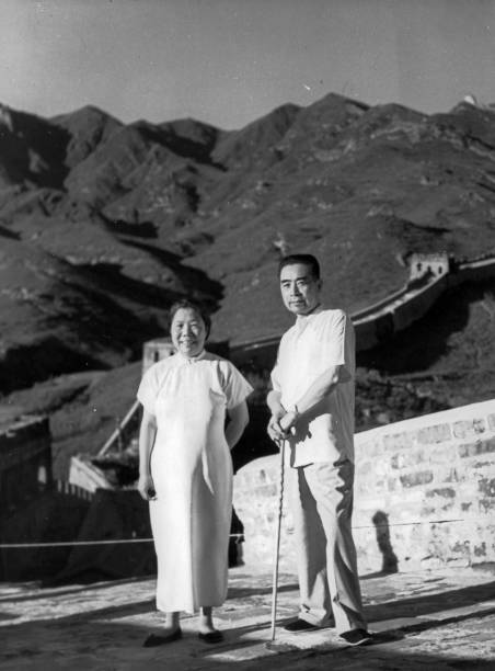 Zhou Enlai and his wife Deng Yingchao on the Badaling section of the Great Wall August 1955