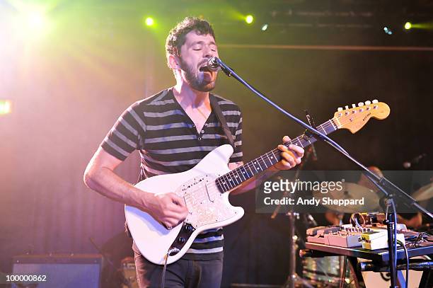 Peter Silberman of American indie rock band The Antlers performs on stage at The Scala on May 19, 2010 in London, England.