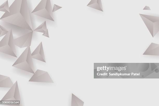abstract 3d geometric, polygonal, triangle - light gray background stock illustrations
