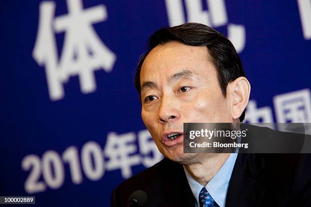 Jiang Jiemin, chairman of China National Petroleum Corp. , speaks during a news conference in Beijing, China, on Thursday, May 20, 2010. PetroChina...