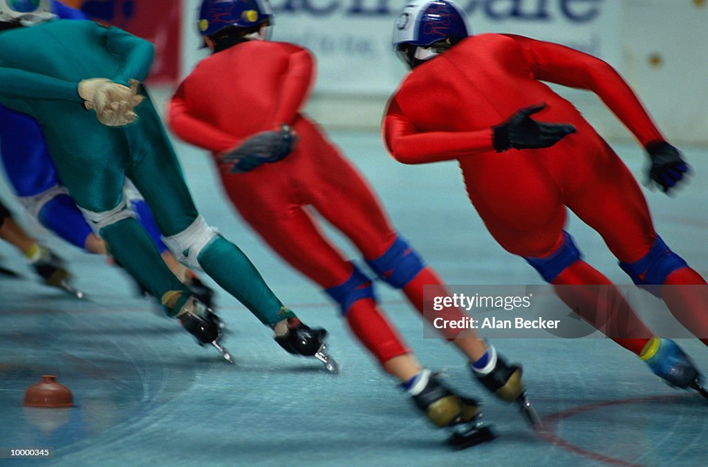 BACK VIEW OF SPEED SKATERS