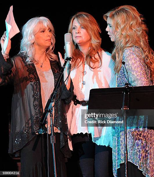 Recording Artists Emmylou Harris, Patty Loveless and Alison Krauss perform during the "Music Saves Mountains" benefit concert at the Ryman Auditorium...