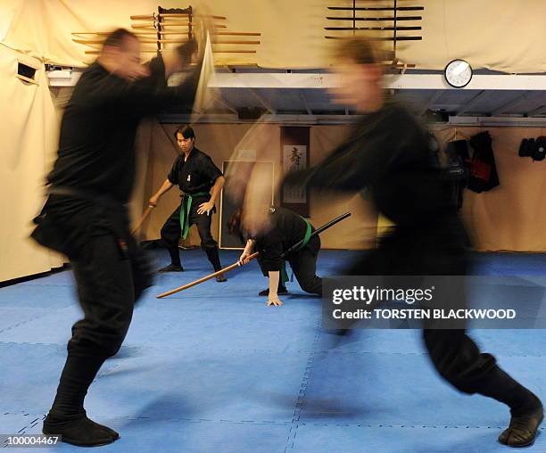 Black belt ninjutsu instructor Kaylan Soto trains ninjas in combat techniques at the Ninja Senshi Ryu near Sydney on May 20, 2010. Kaylan and his...