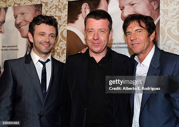 Actor Michael Sheen, writer Peter Morgan and actor Dennis Quaid arrive at the Los Angeles premiere of HBO Films' "The Special Relationship" at the...