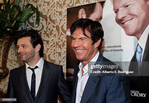 Actor Michael Sheen and Dennis Quaid arrive at the Los Angeles premiere of HBO Films' "The Special Relationship" at the DGA Theater on May 19, 2010...