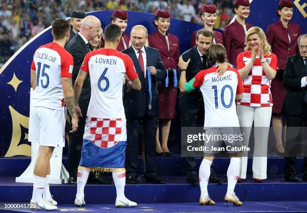 President Gianni Infantino, President of Russia Vladimir Putin, President of France Emmanuel Macron, President of Croatia Kolinda Grabar-Kitarovic...