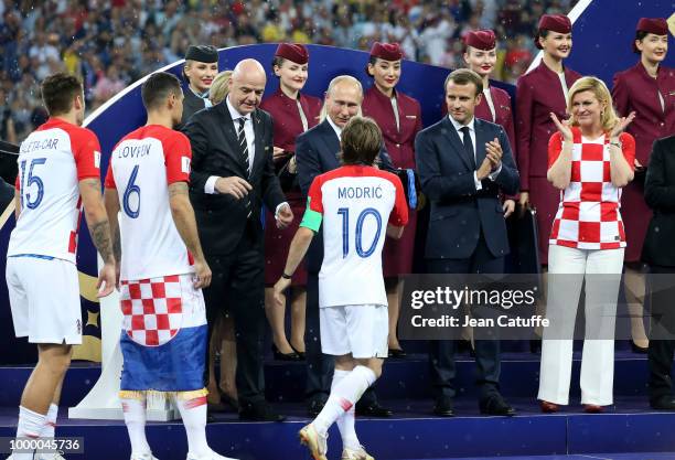 President Gianni Infantino, President of Russia Vladimir Putin, President of France Emmanuel Macron, President of Croatia Kolinda Grabar-Kitarovic...