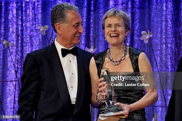 President & CEO Del Bryant and Richard Kirk Award recipient Rachel Portman speak onstage during the 2010 BMI Film/TV Awards held at the Beverly...