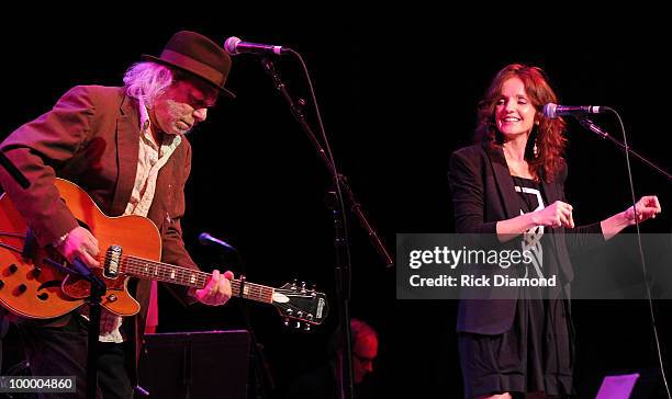 Singers/Songwriters Buddy Miller and Patty Griffin perform during the "Music Saves Mountains" benefit concert at the Ryman Auditorium on May 19, 2010...