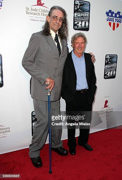 Actors Peter Mayhew and Harrison Ford arrive to St. Jude's 30th anniversary screening of 'The Empire Strikes Back' at Arclight Cinema on May 19, 2010...