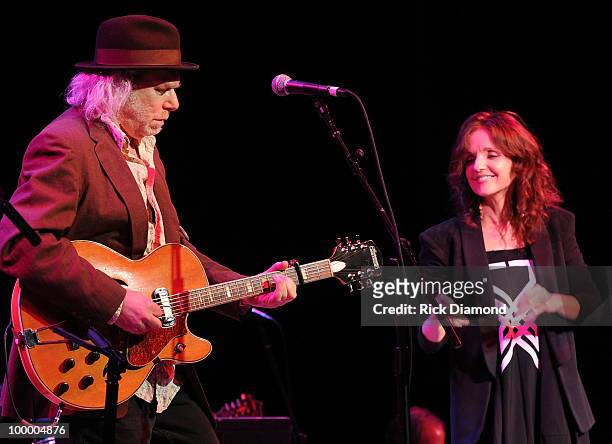 Singers/Songwriters Buddy Miller and Patty Griffin perform during the "Music Saves Mountains" benefit concert at the Ryman Auditorium on May 19, 2010...