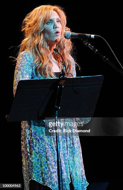 Singer/Songwriter Alison Krauss performs during the "Music Saves Mountains" benefit concert at the Ryman Auditorium on May 19, 2010 in Nashville,...