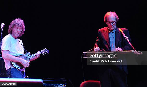 Singer/Songwriter Sam Bush performs during the "Music Saves Mountains" benefit concert at the Ryman Auditorium on May 19, 2010 in Nashville,...