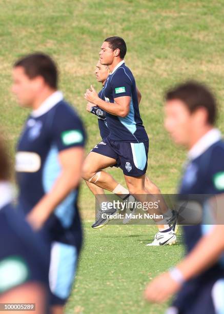 Timana Tahu runs during a New South Wales Origin training session at WIN Stadium on May 20, 2010 in Wollongong, Australia.