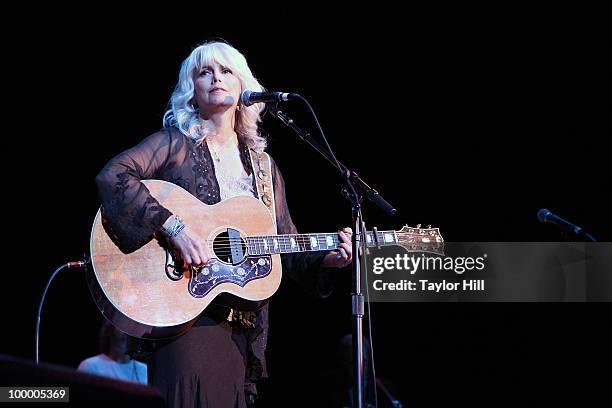 Emmylou Harris performs during the Music Saves Mountains benefit concert at the Ryman Auditorium on May 19, 2010 in Nashville, Tennessee.