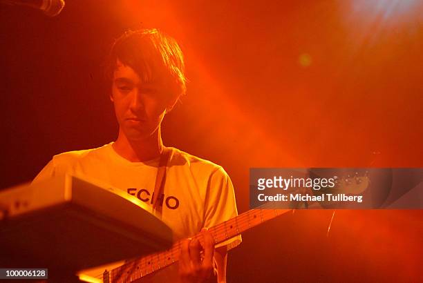 Keyboards/guitarist Jonathan Chu performs with his group The Morning Benders at the Henry Fonda Theater on May 19, 2010 in Los Angeles, California.