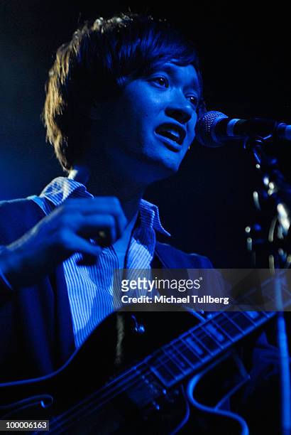 Singer/guitarist Christopher Chu performs with his group The Morning Benders at the Henry Fonda Theater on May 19, 2010 in Los Angeles, California.