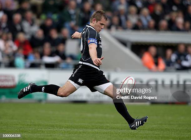 Gareth Steenson of Exeter kicks the ball upfield during the Championship playoff final match, 1st leg between Exeter Chiefs and Bristol at Sandy Park...