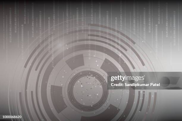 abstract tech sphere digital circuit pattern innovate concept - light gray gradient background stock illustrations