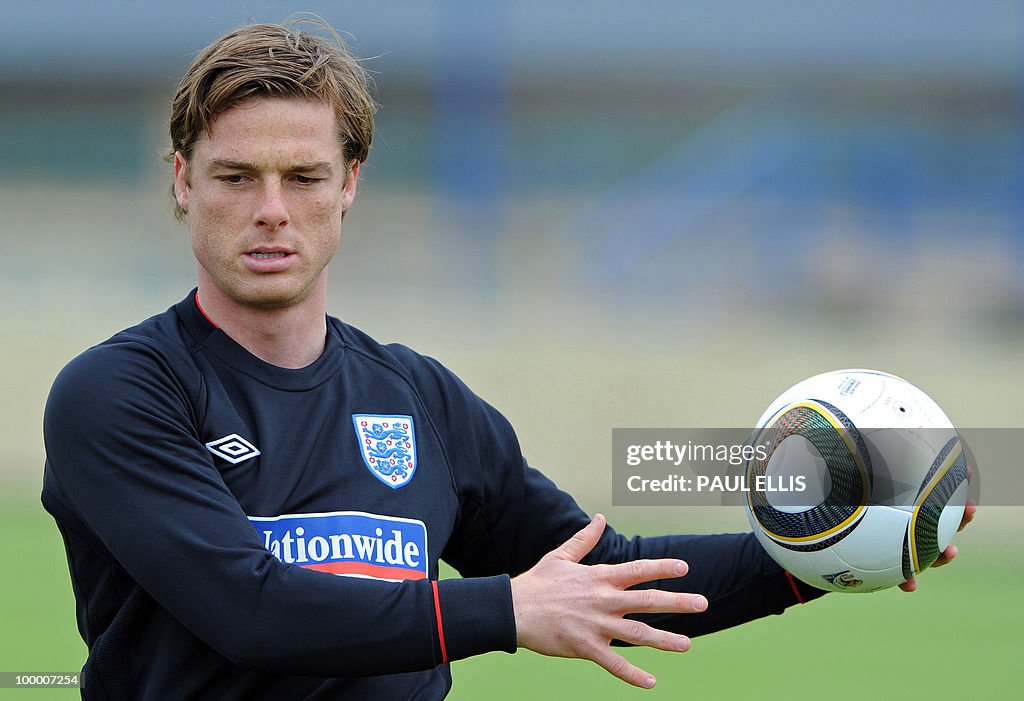 England footballer Scott Parker stretche